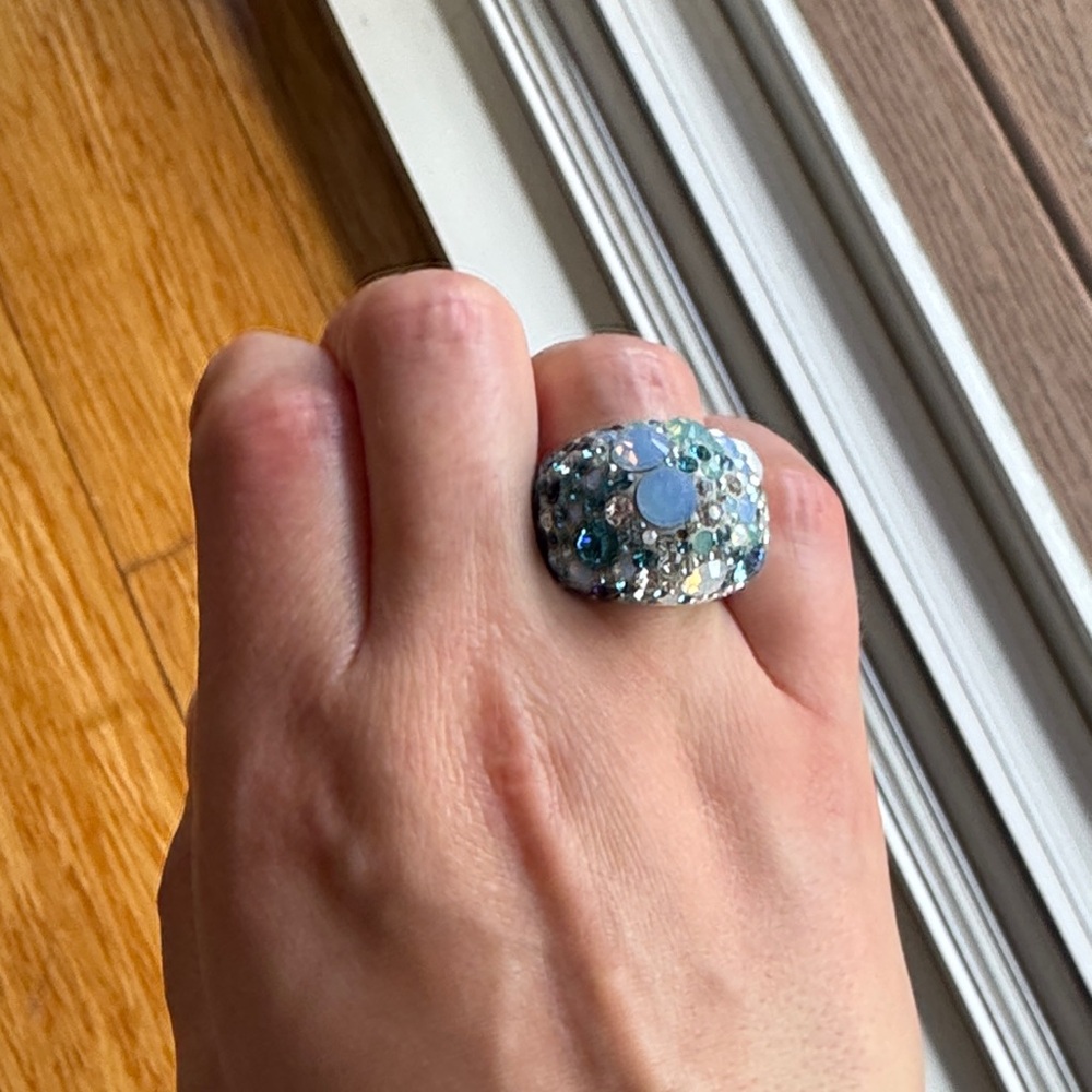 Swarovski Blue and Silver Statement Ring